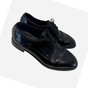 Pronto Uomo Oxford Shoes Men 9.5 Black Patent Leather Lace Up Formal Dress